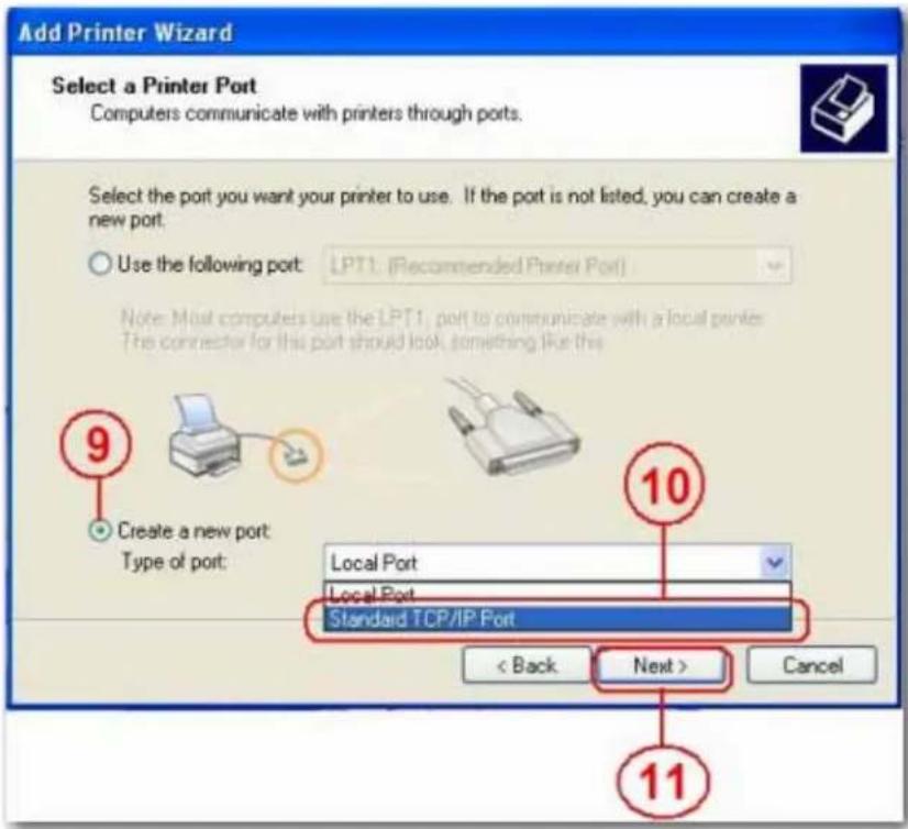 Add Printer Wizard Select a Printer Port Computers communicate with printers through ports. Select the port you want your printer to use. If the port is not listed, you can create a new port. Use the following port: LPT1: (Recommended Printer Port) Note: Most computers use the LPT1 port to communicate with a local printer. The connector for this port should look something like this. 9 Create a new port: Type of port: Local Port Local Port Standard TCP/IP Port < Back Next > Cancel 10 11