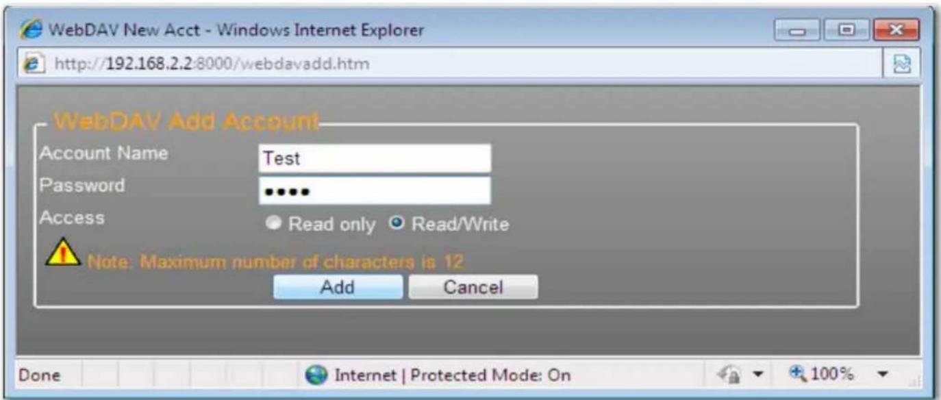 US ROBOTICS USR8710 - Création d'un compte webdav - 2