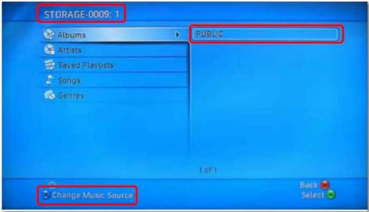 STORAGE-0009: 1 Albums Public Artists Saved Playlists Songs Genres Change Music Source Back Select