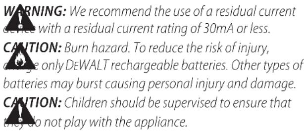 DEWALT DCMPS567 - Important Safety Instructions for All Battery Chargers - 1