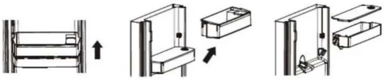 SCHNEIDER SCSBSWD529NFDAX - Antes de usar el dispensador de agua por primera vez, retire y limpie el tanque de agua ubicado dentro del compartimiento del refrigerador. - 1