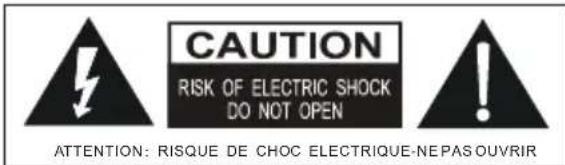 CAUTION RISK OF ELECTRIC SHOCK DO NOT OPEN ATTENTION: RISQUE DE CHOC ELECTRIQUE-NEPASOUVRIR