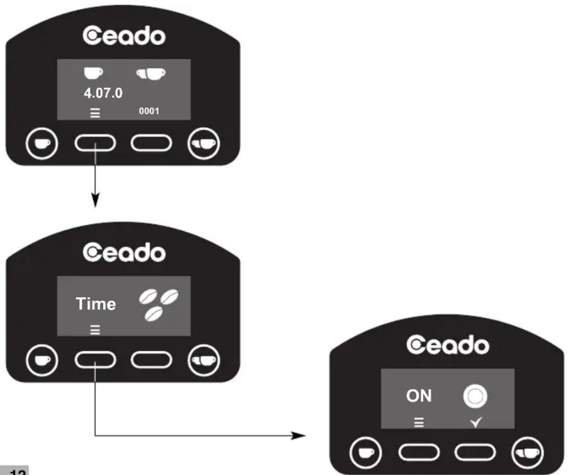 Ceado E6P - REGULACIÓN BOTÓN START (E6P - E7P) - véase Fig. 12 y Fig. 13 - 2