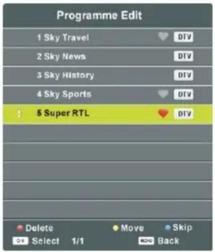 Programme Edit 1 Sky Travel 2 Sky News 3 Sky History 4 Sky Sports 5 Super RTL Delete Move Skip Select 1/1 Back