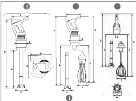 Robot Coupe MP 550 Turbo - DIMENSIONES (En Inches) - 1