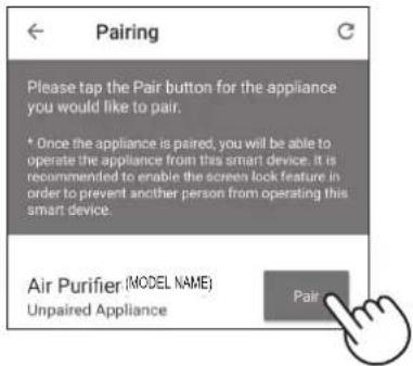 SHARP KCP110UW - Appuyez sur "apparier" pour le purificateur d'air que vous souhaitez apparier. - 1