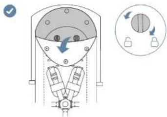Diagram showing a mechanical device with directional arrows and a circular diagram indicating a system or operation.