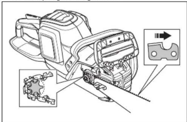 HUSQVARNA 350i - To assemble the guide bar and saw chain (with bar knob) - 4