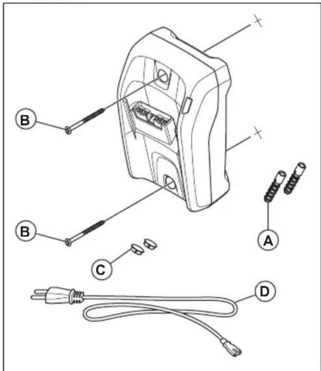 HUSQVARNA 350i - Pour installer le chargeur de batterie sur le mur - 2