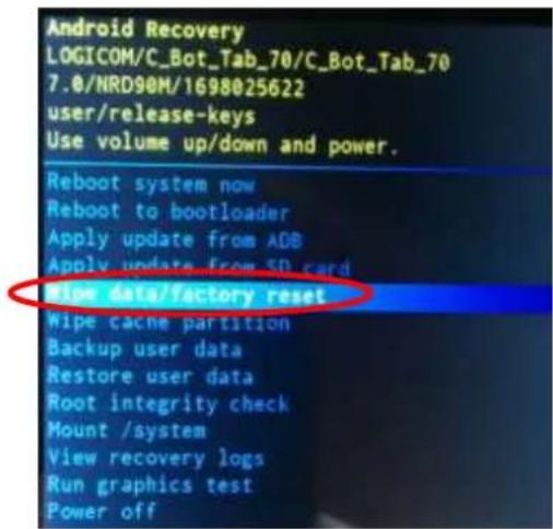 LOGICOM C Bot Tab 70 - Réinialisaon de l'appareil en mode "récupéraon" : - 1