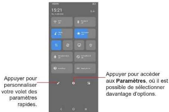TCL 405 - Volet de réglages rapides - 1