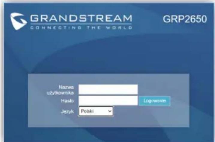 GRANDSTREAM GRP2650 - Skonfigurować GRP2650 za pomocą przeglądarki sieci Web: - 1