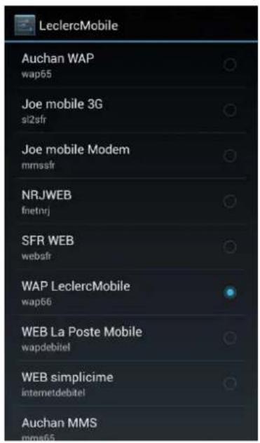LeclercMobile Auchan WAP wap55 Joe mobile 3G si2sfr Joe mobile Modem mmsstr NRJWEB fnetnrj SFR WEB webafr WAP LeclercMobile wap56 WEB La Poste Mobile wapdebitel WEB simplicime internetdebitel Auchan MMS mma65