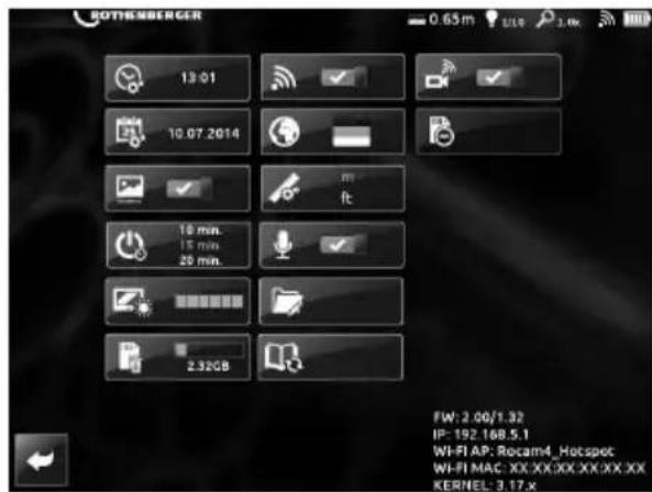 ROTHENBERGER ROCAM 4 Plus - Interfaccia utente impostazioni diistema - 1