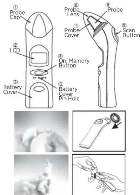Cresta Care TH838S - Warning: Install the probe cover well to ensure an accurate reading. - 1