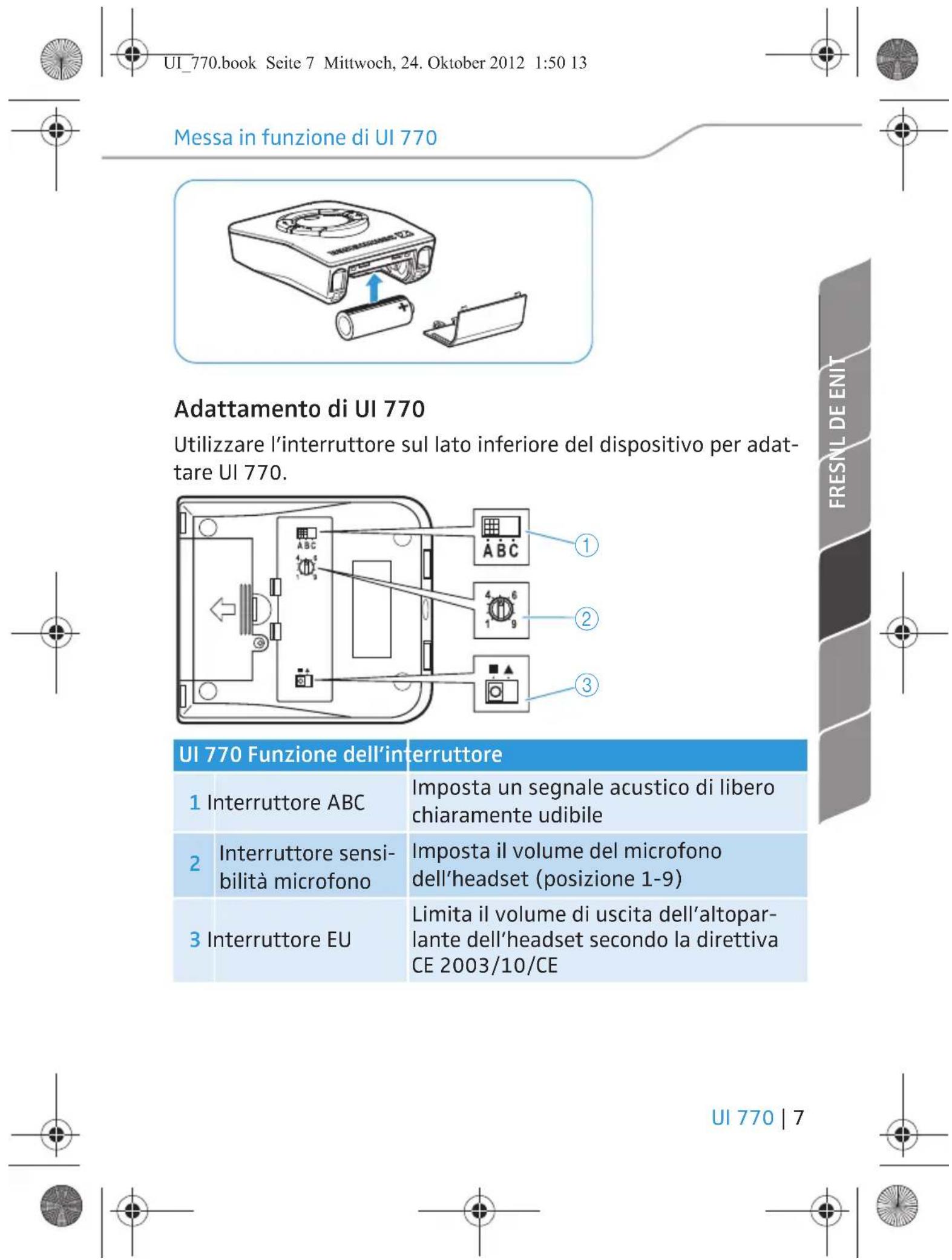 SENNHEISER UI 770 - Inserimento delle batterie - 8