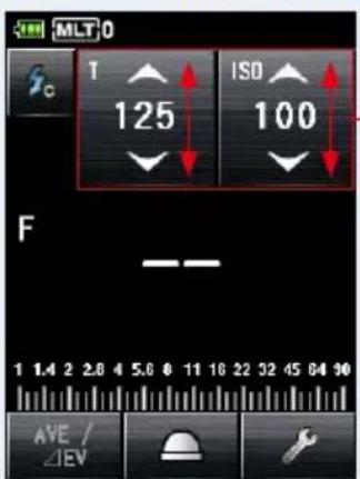 MLT 0 1 ISO 125 100 F 1 1.4 2 2.8 4 5.6 6 11 18 22 32 45 64 90 AVE / IEV