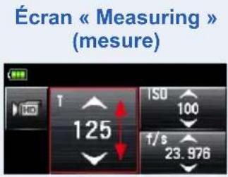 Écran « Measuring » (mesure) 125 100 f/s 23.976