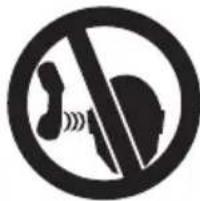 Prohibition sign with no text, featuring a crossed-out circle and sound waves symbol