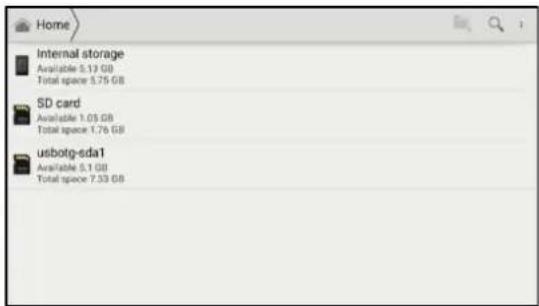 Home Internal storage Available 5.13 GB Total space 5.75 GB SD card Available 1.05 GB Total space 1.76 GB usbotg-sda1 Available 5.1 GB Total space 7.33 GB