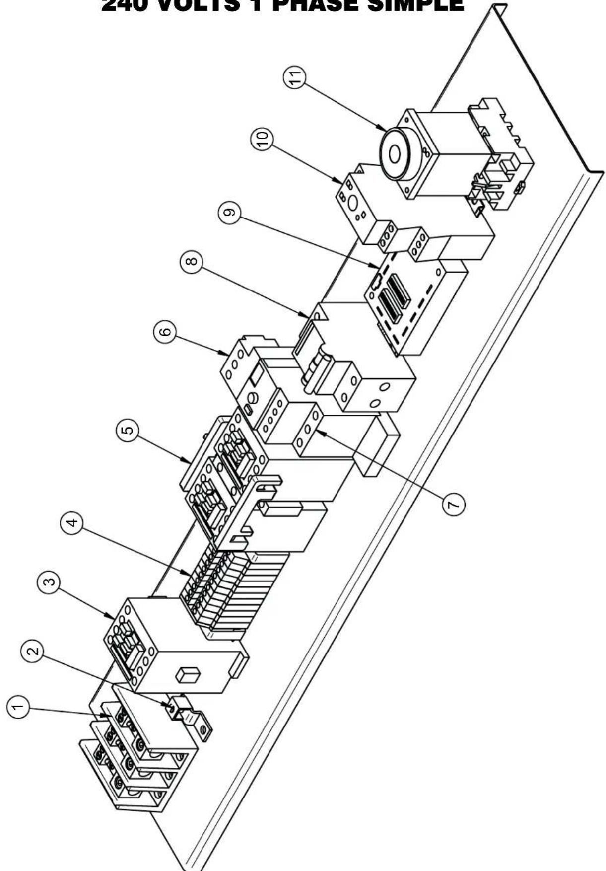 240 VOLTS 1 PHASE SIMPLE ① ② ③ ④ ⑤ ⑥ ⑦ ⑧ ⑨ ⑩ ⑪