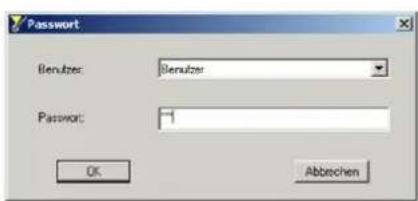 Password Benzulzer: Benzulzer Password: 1 OK Abbechen