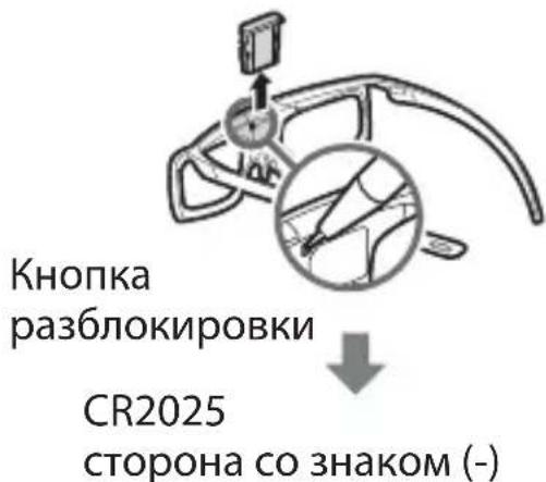 Кнопка разблокировки CR2025 сторона со знаком (-)