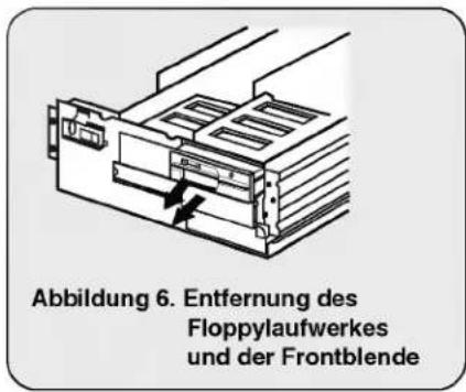 Abbildung 6. Entfernung des Floppylaufwerkes und der Frontblende