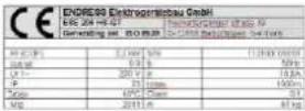 Endress ESE 406 HSGT - Обозначения на генераторе - 9