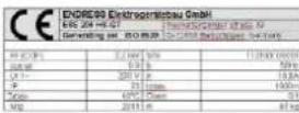 Endress ESE 206 HSGT - Labels op de generator - 9