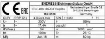 Endress ESE 3000 i - Обозначение на электрогенераторе - 4