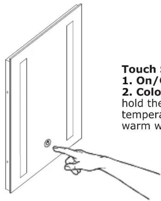 Touch 1. On/O 2. Colo hold the tempera warm w