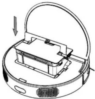 Commodore CVR 100 - Installare il contenitore per la polvere o il serbatoio dell'ac- qua con un contenitore per la polvere integrato. - 1