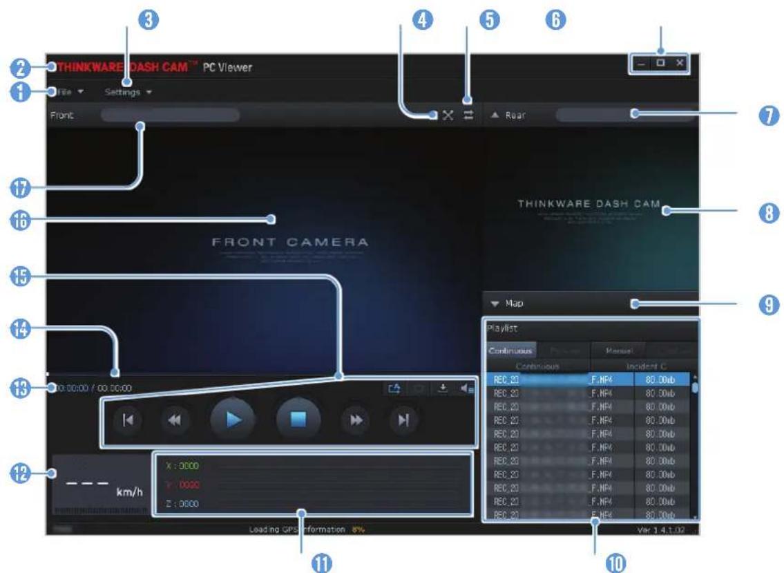 Thinkware F790 - Disposition de l'écran de la visionneuse pour ordinateur (windows) - 1