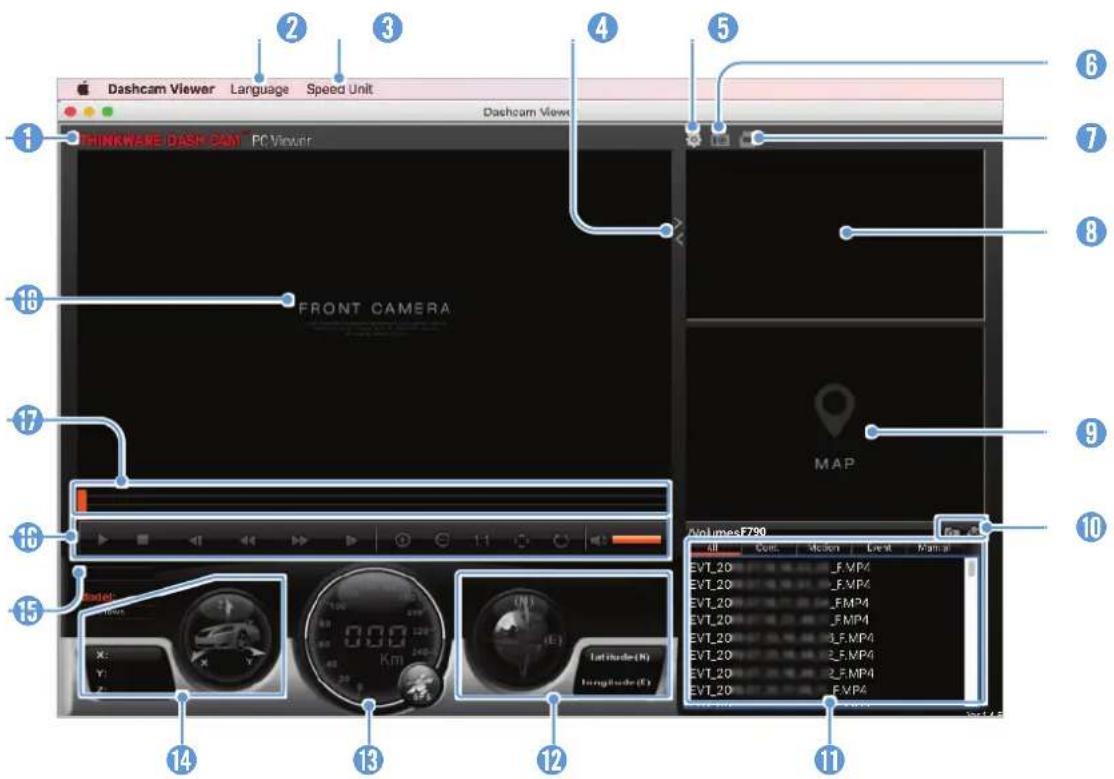 Thinkware F790 - Disposition de l'écran de la visionneuse pour ordinateur (Mac) - 1