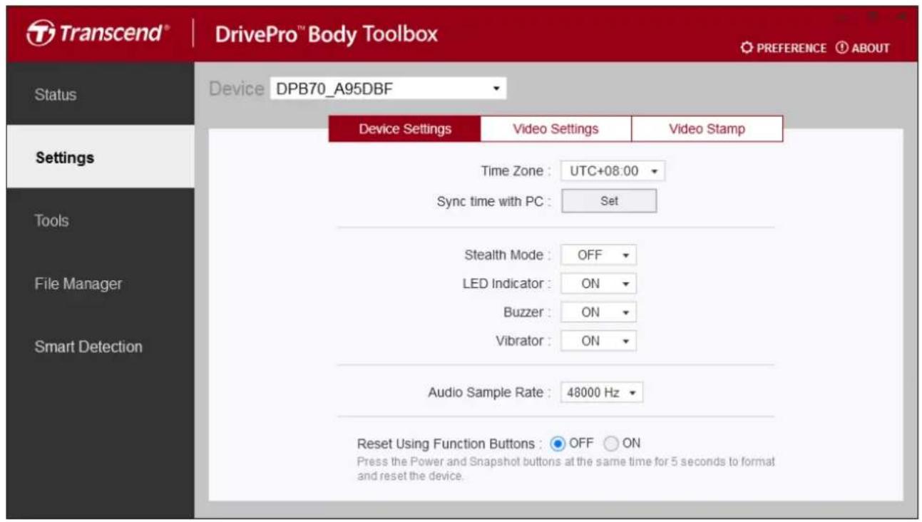 TRANSCEND DrivePro Body 70 - 9-2 Réglages - 1