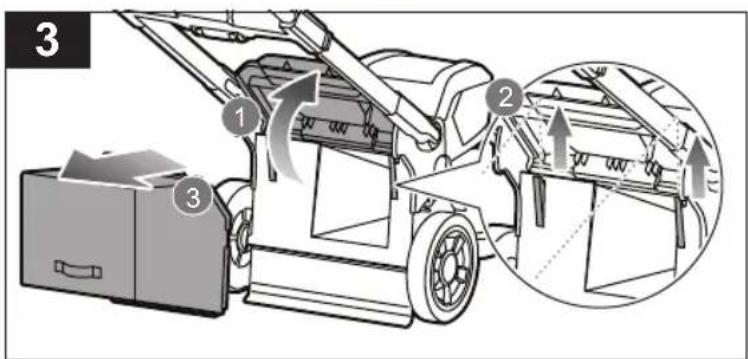 Diagram illustrating a textile machine operation with labeled parts and directional arrows indicating process flow.