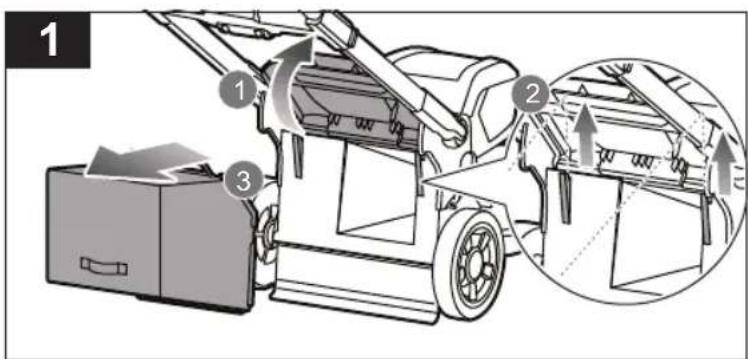 Diagram illustrating a mechanical lifting operation with labeled components and directional arrows indicating motion or assembly.