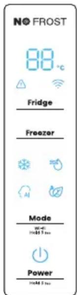 NO FROST 88°C Fridge Freezer Mode Power Hold 5 sec