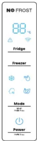 NO FROST 88 °C Fridge Freezer Mode Power Hold 3 sec