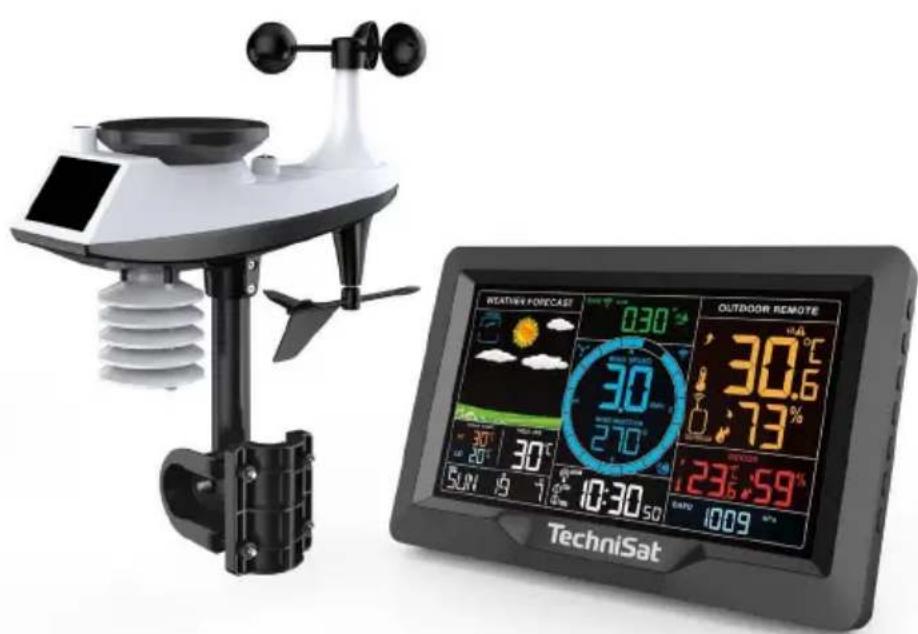 WEATHER FORECAST 030 °C OUTDOOR REMOTE 30.6 °C 73 % 30° 270° 30° 30° 235°59% 5UN 19 7 10:30 50 04PU 1009 97° TechniSat