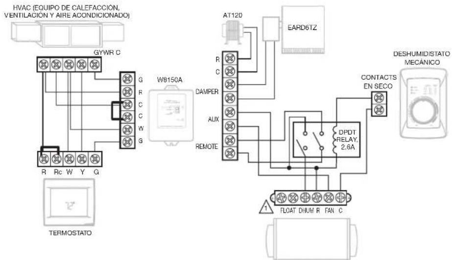 HVAC (EQUIPO DE CALEFACCION, VENTILACIÓN Y AIRE ACONDICIONADO) GYWR C G R C G W G Rc W Y G W8150A AT12D EARD6TZ DASHUMIDISTATO MECÁNICO TERMOSTATO R C DAMPER AUX REMOTE CONTACTS EN SECO DPDT RELAY. 2.6A FLOAT DHIUM R FAN C