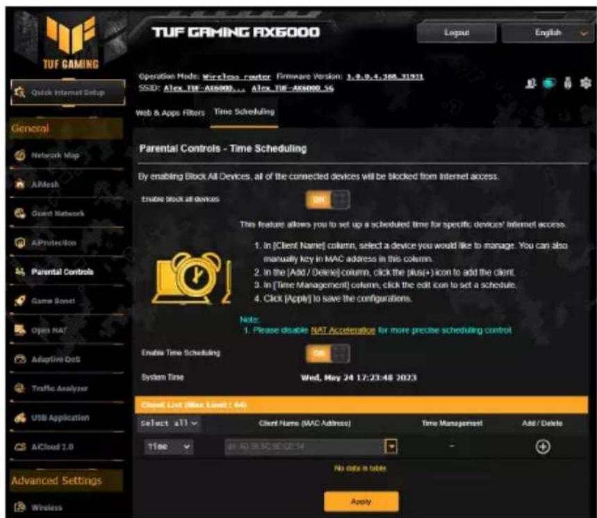 ASUS TUF Gaming TUFAX6000 - Planification horaire - 1