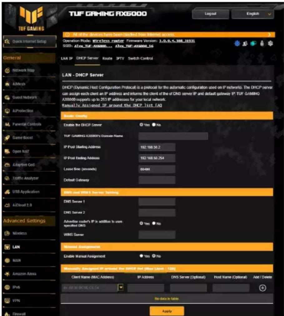 ASUS TUF Gaming TUFAX6000 - Serveur DHCP - 1