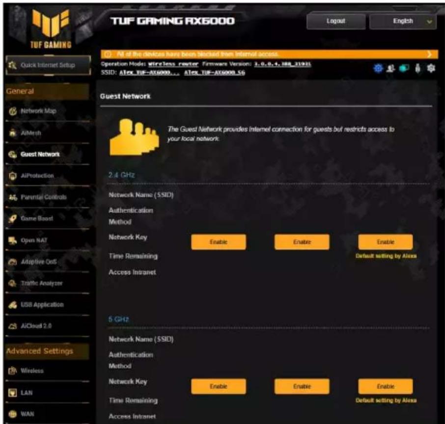 ASUS TUF Gaming TUFAX6000 - Pour créer un réseau invité : - 1
