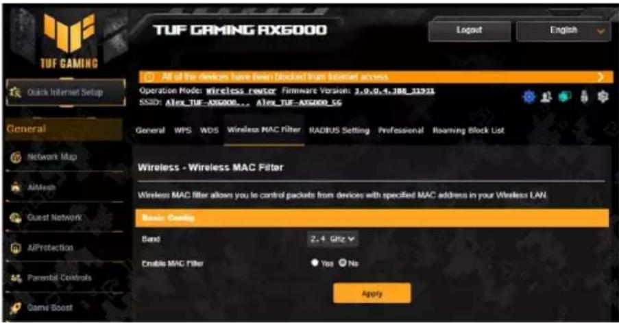 ASUS TUF Gaming TUFAX6000 - Filtrage d'adresses MAC - 1