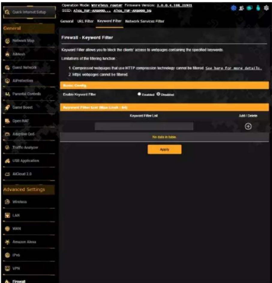 ASUS TUF Gaming TUFAX6000 - Filtrage de mots-clés - 1