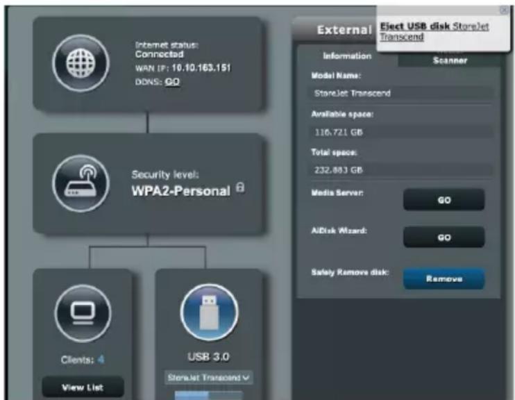 ASUS RTAX59U - Pour éjecter un disque USB en toute sécurité : - 1