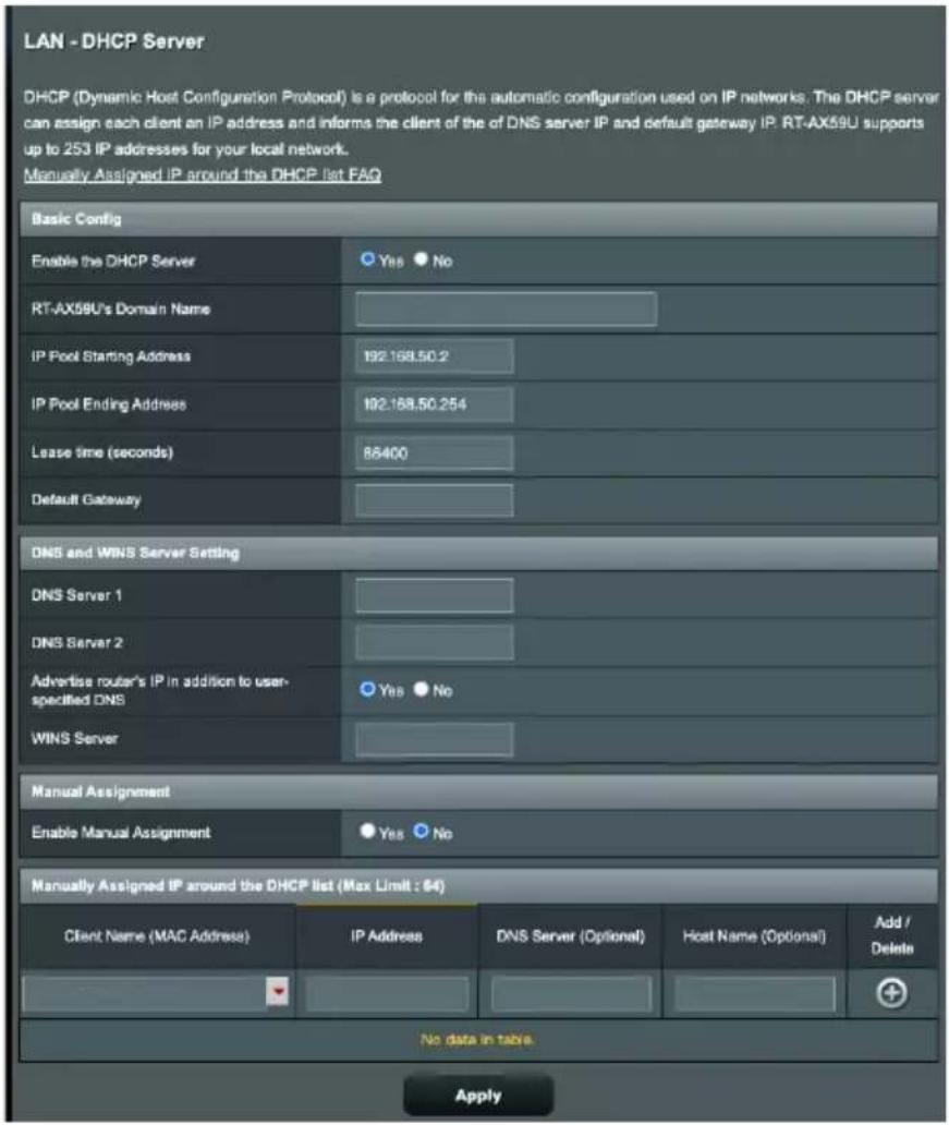 ASUS RTAX59U - Serveur DHCP désactivé : - 1