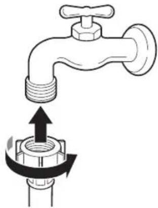 LG F4R5VYG0W - Connecting the Hose to the Water Tap - 1
